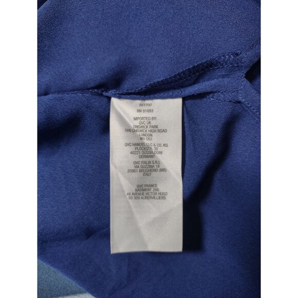 C Wonder Batwing Blouse Blue Tassle Tie Pleated Neckline Top Lightweight Size XL - Picture 5 of 9